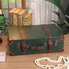 Maleta de madera de estilo europeo vintage, maleta de cuero antigua, caja de almacenamiento, pieza de exhibición para escaparates, accesorio para cine y fotografía, caja decorativa