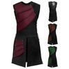 [Em Estoque] Novo Traje de Guerreiro Medieval Retro Patchwork Sem Mangas Gola Redonda com Amarração Lateral para Halloween