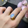 Conjunto de Anéis de Opala Natural com Prata 925, Anel Liso de Opala Colorida com Pedra Principal de Cor Fogo Brilhante 10X14Mm