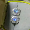 Aretes de plata de ley con incrustaciones de piedra lunar azul natural para mujer parte superior súper excelentes parte inferior de plata de ley hipoalergénicos sin decoloración