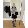 Suéter Listrado Gola Egg Retrô Meia-Zip Tricô Grosso para Mulheres Outono e Inverno Novo Estilo Design Preguiçoso Emagrecedor