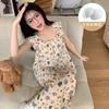 Pijama de Verano Nuevo para Mujer Tela Arrugada Algodón Tejido Manga Vuelo Pequeña Camisón con Almohadilla para el Busto Ropa de Casa Dulce para Niña Venta al por Mayor