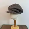 Gorra de boina de ante plisada estilo japonés para hombre y mujer, Boina de pintor de color liso irregular retro estilo británico
