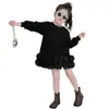 Vestido Moletom Manga Longa para Meninas 2025 Outono Novo Estilo Coreano Tendência Vestido com Barra de Pétalas para Bebês