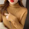 Suéter Grossinho Gola Alta Vermelho Feminino Novo Outono e Inverno Quente Alta Qualidade Estilo Estrangeiro Camisa Base Interna Top de Tricô