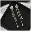 Brincos Estrela e Lua Estilo Coreano para Mulheres, Brincos Elegantes com Franjas de Lua Crescente e Estrela de Cinco Pontas Retrô Doce