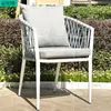 Silla de Exterior Silla de Comedor Tejida con Cuerda para Cafetería al Aire Libre Silla de Ratán Silla de Ocio Creativa Moderna Blanca para Balcón Patio