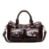 Bolsa de Mão Retrô Estilo Americano Feminina 2024 Inverno Nova Simples Versátil Bolsa Boston Moda Bolsa Transversal para o Dia a Dia