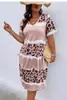 Vestido Casual Versátil de Cuello en V para Mujer, Nuevo para Primavera, Verano y Otoño, Estilo de Alta Gama para Verano, Fábrica de Origen Transfronteriza