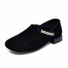 Mocassins de Bico Redondo para Mulheres 2025 Simples Elegantes Flats com Corrente Preta Flats de Boca Profunda Flats Sapatos Mule Retrô