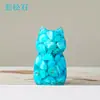 Figura de gato de resina de cristal natural con fragmentos de cristal, linda decoración de escritorio para el hogar, figura pequeña al por mayor