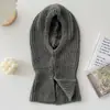 Balaclava da Coreia do Sul chapéu de lã tricotado de inverno cachecol de pescoço à prova de frio para equitação cachecol quente integrado