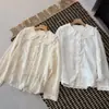 Nueva moda estilo coreano de principios de otoño, camisa de manga larga con cuello de muñeca para mujer, corte holgado, adelgazante, versátil, top vintage