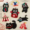 Patche Bordado Novo Estilo Animal de Desenho Animado Gato Preto Patch Decoração DIY Tipo Autoadesivo Atacado do Fabricante