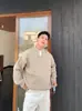 Suéter Falso de Dos Piezas Estilo Retro Old Money para Hombre Invierno Tejido Retorcido Perezoso Textura Pesada Holgada Camisa Base