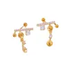 Brincos de pérola stud multi-pérolas, modernos e populares, vários estilos, luxo leve com um toque de alta qualidade, brincos de franja cravejados de diamantes