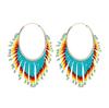 Pendientes de cuentas de estilo bohemio europeo y americano color tejido a mano borla larga pendientes de cuentas Miyuki venta al por mayor