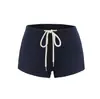 Calça Casual de Cintura Alta com Cordão Estilo de Rua Tendência Estilo Europeu e Americano 2025 Shorts Quentes Justos no Quadril Femininos Shorts Apertados Sexy