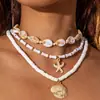 Joyería Transfronteriza Europea y Americana Estilo Bohemio Collar de Conchas Multicapa Cadena para Clavícula de Mujer Set de Accesorios