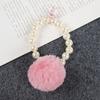Nuevo llavero con colgante de bola de pelo, cadena de cuentas, pequeño, fresco, blanco brillante, accesorios de cadena, gancho para puerta pintado, funda para auriculares, decoración