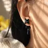 Brincos de gatinho preto únicos e divertidos de nicho transfronteiriço, brincos de borla em gota d'água 3D de gato gótico peculiar