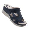 Js6331-2 Amazon 2025 Primavera e Verão Novo Estilo Xadrez Casual Anabela Sandálias de Praia Sapatos Femininos Atacado