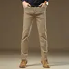 Calças Casuais Cinza de Alta Qualidade de Hong Kong Masculinas 2025 Novas Outono Slim-fit Calças Retas de Negócios Forradas com Lã Espessadas