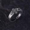 Anillo Cruz Vintage Chiba Plata Tailandesa Anillo para Hombre Cruz Europea y Americana Ajustable Combinable Anillo Abierto de Moda para Hombre