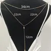 Collar con Colgante de Moda Transfronterizo Europeo y Americano Versátil Lazo Forma de Y Doble Capa Sexy Cadena Trasera de Pedrería