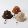 Chapéu de bebê de veludo cotelê com desenho, chapéu de pescador fofo e super adorável para meninos e meninas, chapéu bucket à prova de vento de outono para crianças em passeios