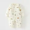Macacão matelassê para bebê 40g para outono e inverno, roupa quente de algodão para meninos e meninas, macacão de inverno para recém-nascidos