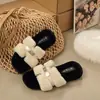 Pantuflas peludas de estilo coreano para otoño e invierno para mujer, nuevo modelo 2026, elegantes zapatillas tipo mule abiertas para usar en exteriores