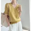 Camisa Suéter Elegante Holgada de Nuevo Estilo Verano 2026 para Mujer, Versátil Top de Punto de Seda Helada de Manga Corta Ajustado