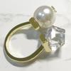 Anillo Abierto de Perla Personalizado de Nicho, Colorido con Diamantes, para Mujer, con Diseño de Lujo Accesible, Anillo de Moda Transfronterizo Popular en Internet