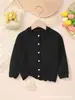 Suéter Fino de Malha para Meninas Mais Vendido Internacionalmente Cardigan de Botão Top Suéter Coat de Manga Longa Vazado Primavera e Outono