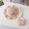 Bolsa Fresca Pequena Proteção Solar Chapéu de Sol Chapéu de Praia de Verão para Crianças Chapéu de Palha Ondulado Chapéu de Sol Dia das Crianças Presente de Aniversário