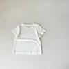 Camiseta infantil de cor sólida, manga curta, verão, meninos e meninas, gola redonda, modal, top fino, meia manga, roupas infantis 0048A003
