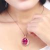 Nuevo colgante elegante europeo y americano de imitación de paloma con turmalina roja chapada en oro rosa, cadena de clavícula de moda para mujer