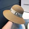 Sombrero de Paja de Ala Ancha Estilo Hepburn Francés para Mujer Sombrero de Verano para la Playa Sombrero de Protección Solar que Muestra el Rostro Sombrero de Sol de Paja Pequeño