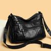 Bolsa de Pele de Ovelha 2024 Nova Bolsa Feminina Bolsa Transversal Fashionável Versátil Multicamadas Couro Macio Bolsa de Ombro Feminina para Mulheres de Meia-Idade Mãe