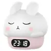 Nuevo y lindo conejo tímido de silicona, pato garabato, pequeña luz de noche, reloj despertador, dibujos animados, dormitorio, mesita de noche, luz de ambiente, luz de noche