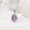 Yuebao Joyería Amatista Plata de Ley S925 Rosa Ovalado Facetado Colgante Anillo Gancho de Oreja Juego Combinación Mayorista