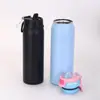 Nova Caneca Térmica Estilosa de Aço Inoxidável 304 de Alta Capacidade com Alça e Tampa Flip, Caneca Portátil para Uso Externo com Canudo Atacado