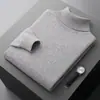 Suéter de Lã Pura Casual de Negócios Novo para Primavera e Outono Masculino Manga Longa Gola Alta Pulôver Tamanho Grande Suéter Masculino Solto de Manga Longa