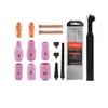 Antorcha de soldadura por arco de argón WP-20 refrigerada por agua cable de antorcha para máquina de soldar accesorios de alta frecuencia juego de 9 piezas guía de flujo aguja de tungsteno tapa larga media corta boquilla cerámica