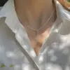 Collar de doble capa con colgante de piedra natural exquisita de nicho Ins coreano, estilo fresco, cadena simple para clavícula, nuevo estilo para mujer