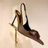 Sapatos Europeus e Americanos de Comércio Exterior para a Primavera/Verão de 2026, Bico Fino, Flor de Rosa, Salto Alto, com Costas Abertas e Decote Baixo, Sandálias Ultra-Altas da Moda para Mulheres