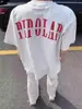 Camiseta de Manga Corta de Algodón Puro con Bordado de Letras Estilo Americano para Hombre, Top de Verano de Calle de Cuello Redondo, Versátil Casual Ins
