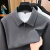 Moletom polo masculino com zíper parcial e textura waffle, mistura de lã, polo simples de manga longa para homens de meia-idade, atacado