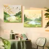 Pintura de Parede Pendurada de Fundo para o Restaurante Tesouro da Montanha Dourada, Pintura para Sala de Estar com Símbolos de Boa Sorte e Riqueza, Pintura de Paisagem para Quarto Modelo de Inauguração de Hotel